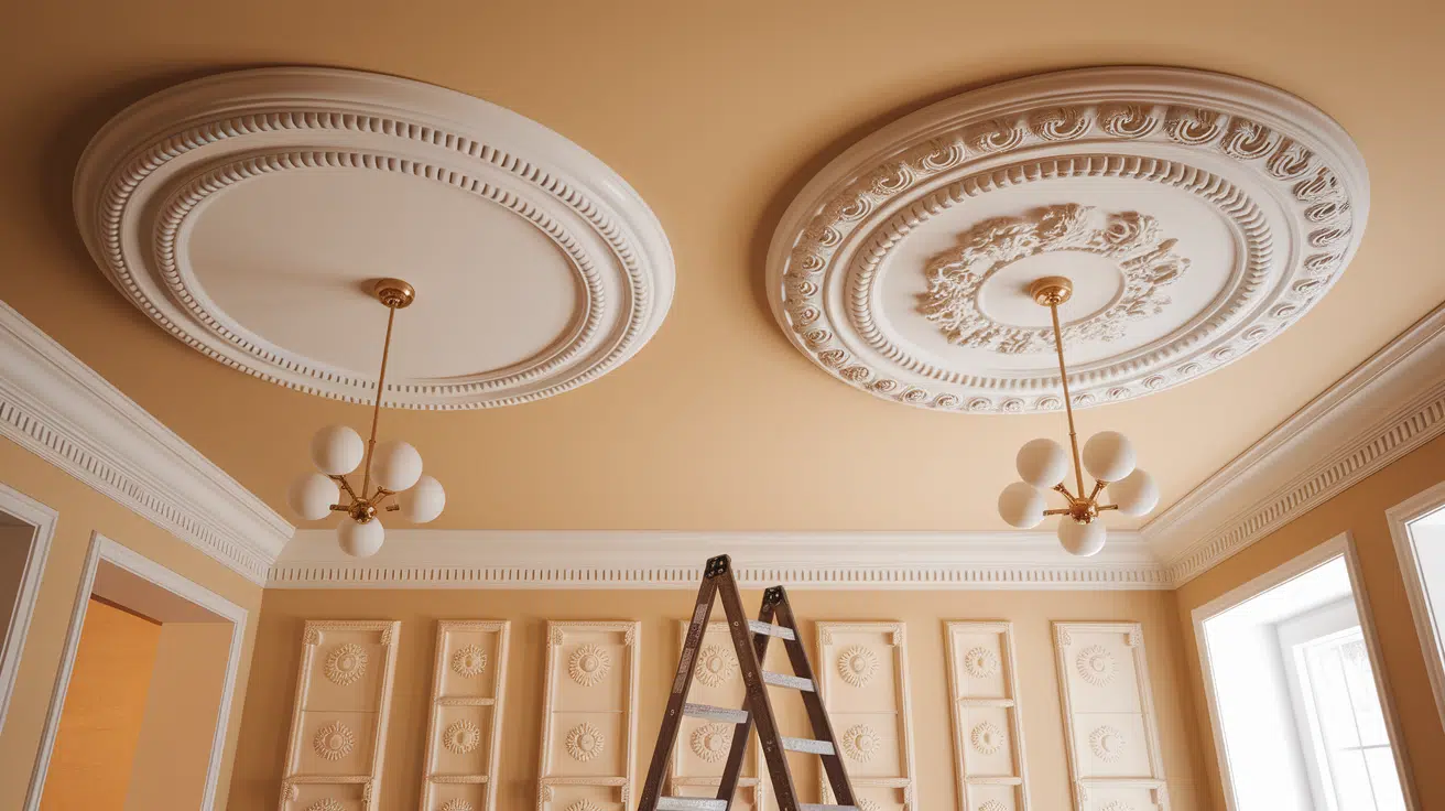 Ceiling Medallion Installation Ideas That Dress Up Plain Light Fixtures